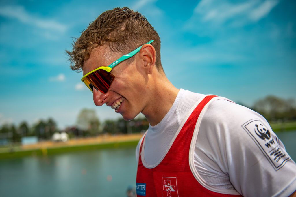 Switzerland’s Raphael Ahumada Ireland at 2023 World Rowing Cup I in Zagreb, Croatia.